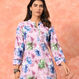 Sangria Women Floral Printed Round Neck Kurti-image-71