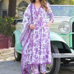 KALINI Women Purple Pure Cotton Kurta Sets-image-13