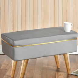 Shadowkart Grey Wooden Rectangular Bench-44