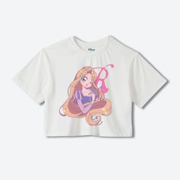 YK Disney Girls Rapunzal Printed Pure Cotton Boxy Fit Crop T-shirt-picture-21