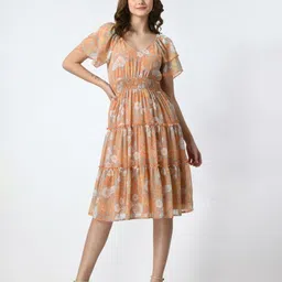 Fuchsia Women Floral Printed Fit & Flare Dress-picture-17