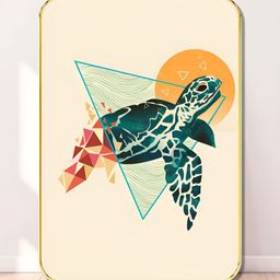Livin'luxe Cream-Coloured & Green Turtle Wooden Wall Art-picture-49