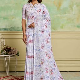 KAYOMMI Floral Printed Pure Georgette Saree-image-22