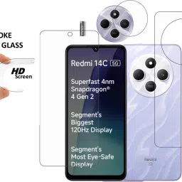 GARUDA GLASS Front and Back Tempered Glass for Redmi 14C 5G with camera lens protector image 3