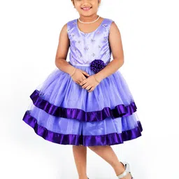 STANWELLS KIDS Embroidered Linen Satin Fit & Flare Dress-9