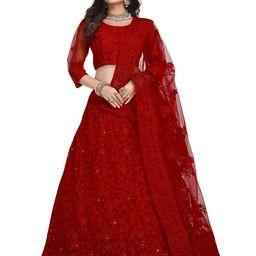 KALINI Embroidered Thread Work Semi-Stitched Lehenga & Unstitched Blouse With Dupatta-picture-17