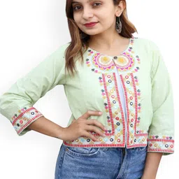 Prijam Women Embroidered Ethnic Cotton Jacket-image-9