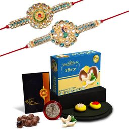 DeoDap Unisex 3 Pieces Beaded Rakhi Gift Set-image-75