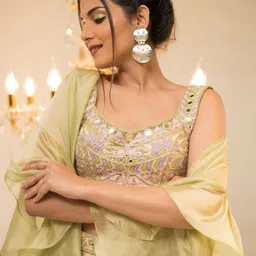Foram Patel Embroidered Top With Sharara Cape Co-Ords image 5
