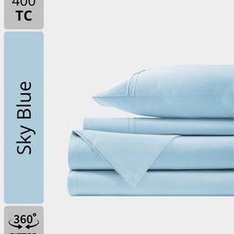 Aurave Rossini Blue Cotton Satin 400 TC King Bedsheet Set 1.98 m x 1.83 m-image-65