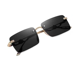 Arzonai Unisex Black UV Protected Lens Metal Sunglasses-10