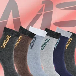 MJE Pack Of 6 Patterned Cotton Ankle Length Socks-picture-42