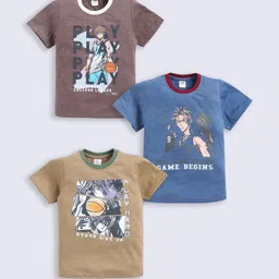 Here&Now X Game Begins Boys Assorted Set of 3 Printed T-shirts-0