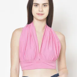 Moda Rapido Mandarin Collar Cotton Crop Top-picture-30