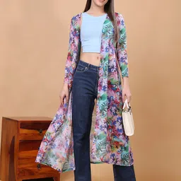 Cation Women Printed Longline Shrug-31
