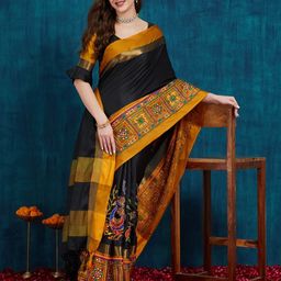 RAJGRANTH Ethnic Motifs Embroidered Pure Silk Heavy Work Banarasi Saree-image-35