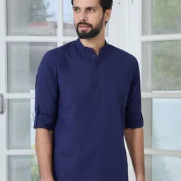 See Designs Pure Cotton Mandarin Collar Thread Work Short Kurta-image-71