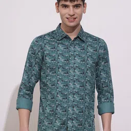 Being Human Men Classic Slim Fit Spread Collar Abstract Printed Cotton Casual Shirt-image-22