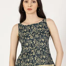 Saffron Threads Floral Print Ethnic Cotton Top-image-28