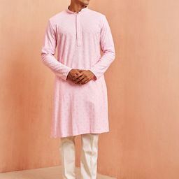 VASTRAMAY Men Floral Embroidered Regular Sequinned Kurta with Pyjamas-picture-24
