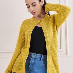 CREATIVE LINE Women Cable Knit Woollen Longline Cardigan-image-95