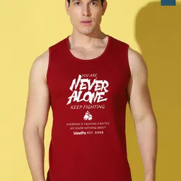 WOOSTRO Pack Of 2 Printed Combed Cotton Gym Vests VWS26(ALONE MAROON)(BKLN PEACOCK)-22