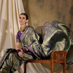 SHADOW & SAINING Woven Design Zari Silk Blend Banarasi Saree-image-83