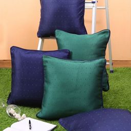 Aura Blue & Green 5 Pieces Polka Dots Square Cushion Covers-picture-38