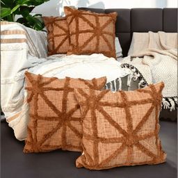 LUSHLYF Brown Set of 4 Quirky Square Cushion Covers-20