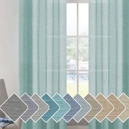 Galaxy Home Decor Blue 2 Pieces Sheer Linen Long Door Curtain-image-96