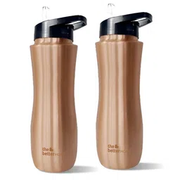 The Better Home Copper-Toned 2 Pieces Brand Logo Printed Copper Water Bottles-700 ml Each-image-77