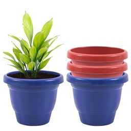 Kuber Industries Blue & Red 4 Pieces Versatile & Sturdy Flower Planters-12