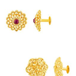 DIVASTRI Set Of 4 Gold-Plated Stone Studded Circular Studs-51