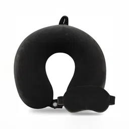 Pum Pum Black 2 Pieces Microfibre Filled Polycotton Ultra Soft Travel Pillow-42