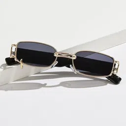 Arzonai Unisex Rectangle Sunglasses with UV Protected Lens MA-890-GOLD-BACK-15