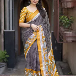 LeeliPeeri Designer Checked Zari Pashmina Saree-8