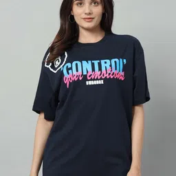 SWAGNOX Women Typography Printed Extended Sleeves T-shirt-picture-23
