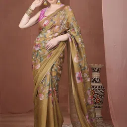 JUST FASHION Floral Printed Zari Banarasi Saree-picture-42