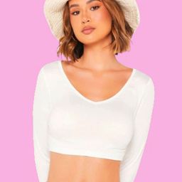 Dream Beauty Fashion V-Neck Fitted Crop Top-image-78