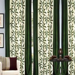BELLA TRUE Green & White 4 Pieces Floral Printed Long Door Curtains-image-65