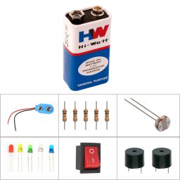 Hi-Watt 9V Battery With 5V Buzzer, Snap Connector, Switch, 1K Ohm Resistor, LDR Photoresistor sensor and 5mm LED-14