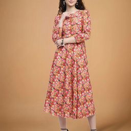 Moda Rapido Floral Print Applique Fit & Flare Dress-image-53
