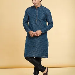 Arihant Rai Sinha Mandarin Collar Floral Woven Design Straight Kurta with Churidar-picture-56