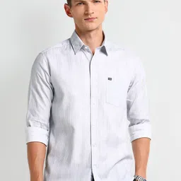 Arrow Men Modern Spread Collar Solid Cotton Slim Fit Casual Shirt-image-20