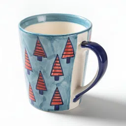 Eyaas Red & Blue Hand Painted Printed Ceramic Matte Mugs Set of Cups and Mugs image 4