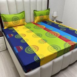 Pure Decor Passion Fur Yellow Printed Pure Cotton 200 TC Queen Bedsheet Set 2.28 x 2.54m-image-43