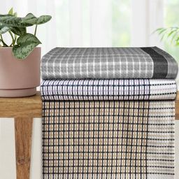 Athom Living Premium Brown & Grey 3 Pieces Printed Cotton 210 GSM Bath Towels-12