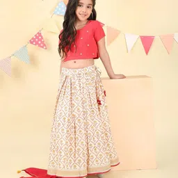Fabindia Girls Printed Ready to Wear Lehenga & Blouse With Dupatta-picture-24