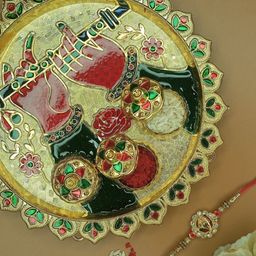 Anouk Rakhi With Pooja Thali & Roli Chawal & Greetings Card-image-72