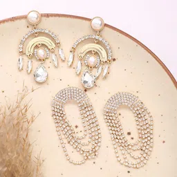 SOHI Set Of 2 Gold-Plated Contemporary Drop Earrings-97